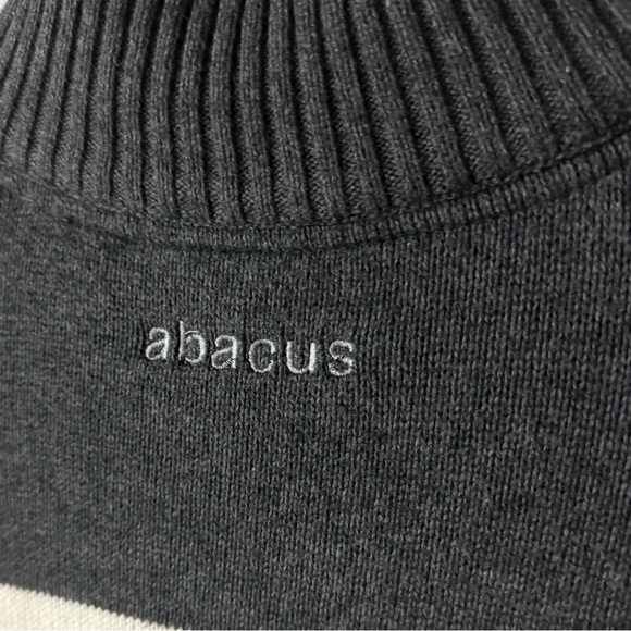 Abacus Men’s Gray Wool Blend Half-Zip Sweater – Colorblock Stripe – Size M - Picture 5 of 6